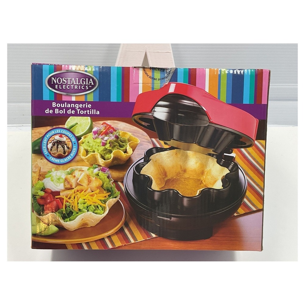 Nostalgia Electrics Tortilla Bowl Maker TSM100 Red Nonstick